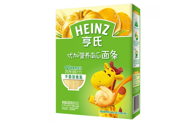 亨氏 (Heinz) 1段 嬰幼兒輔食 優(yōu)加寶寶面條 含南瓜 寶寶營養(yǎng)面條252g（無鹽）(輔食添加初期-36個月適用)