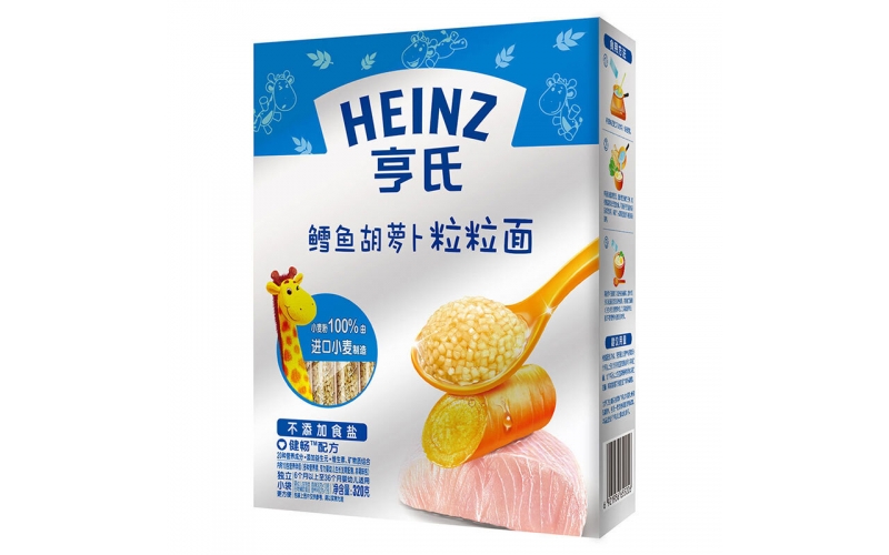 亨氏 (Heinz) 嬰幼兒輔食 金裝粒粒面 含鱈魚胡蘿卜寶寶營養(yǎng)顆粒面320g（無鹽）(輔食添加初期-36個月適用)