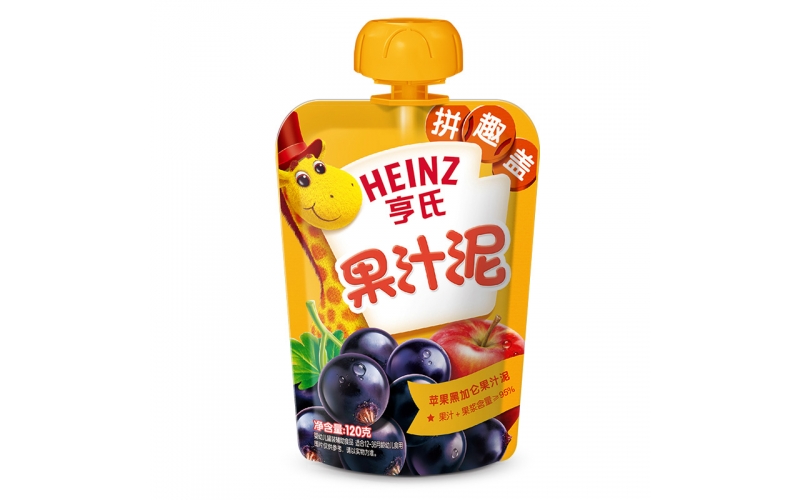 亨氏（Heinz）果汁泥 嬰兒水果泥寶寶輔食泥零食（1-3歲適用） 黑加侖蘋(píng)果120g