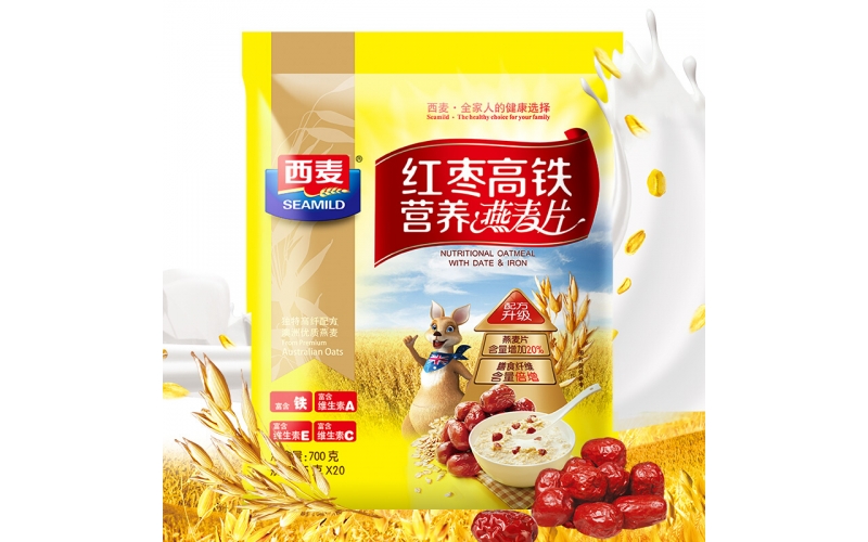 西麥 燕麥片 營養(yǎng)早餐食品 牛奶好搭檔 紅棗高鐵營養(yǎng) 谷物代餐麥片700g（35g-20小袋）獨立包裝